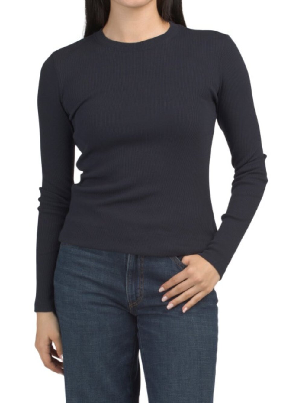 THEORY Pima Cotton Blend Tiny Long Sleeve Top